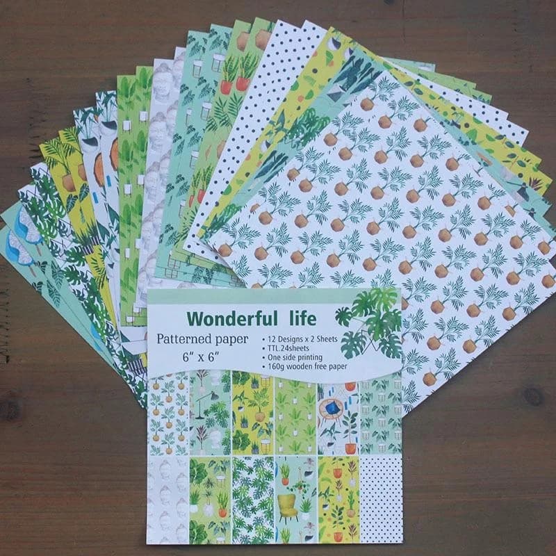 24 Sheets Wonderfu Life Craft Paper Pad Cutting Dies Art Background Origami Scrapbooking Card Making