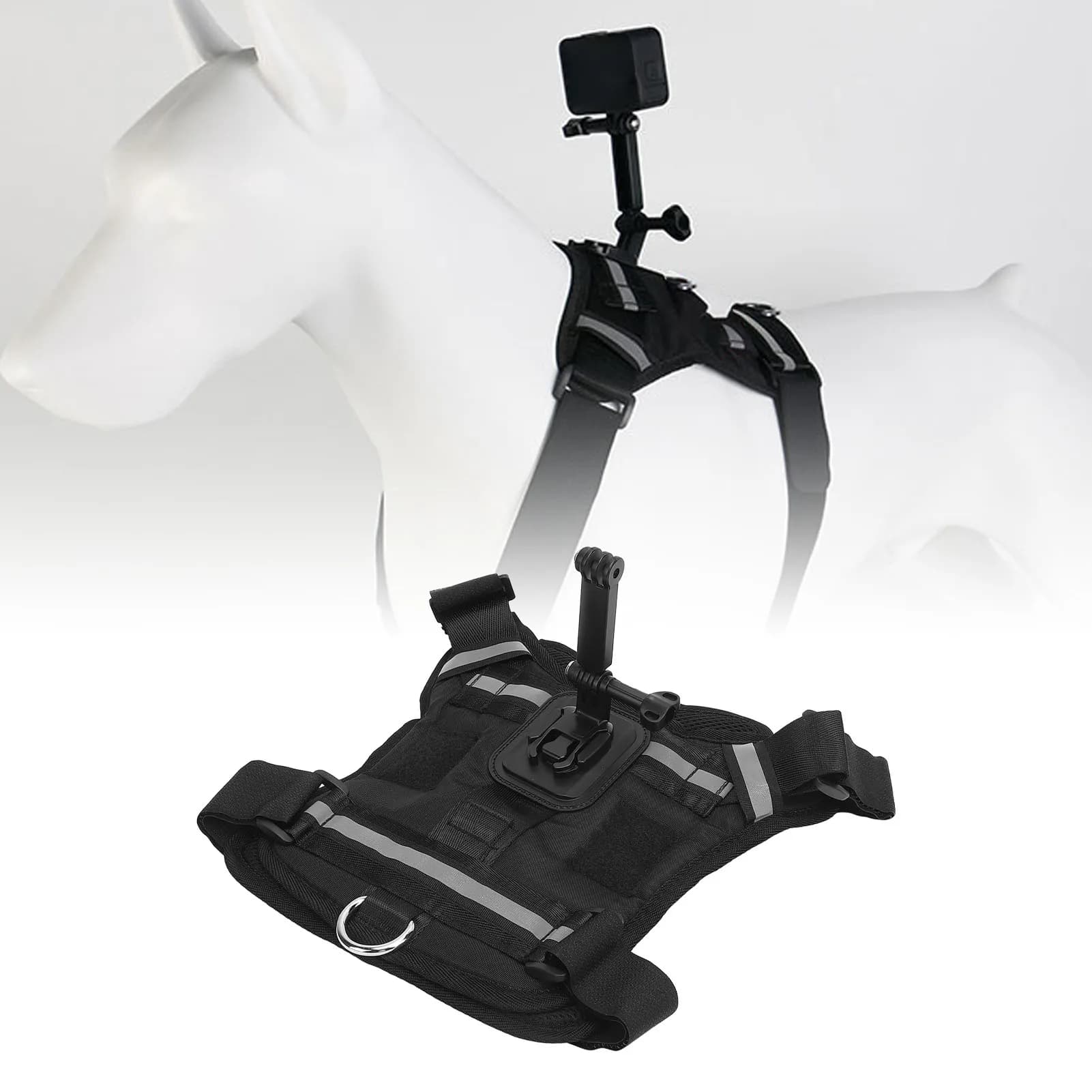 Imbracatura per cani Supporto per fotocamera Gilet regolabile Comodo supporto per action camera per imbracatura per animali domestici per cani di taglia grande, media e piccola
