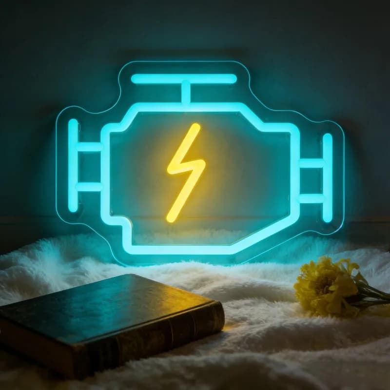 Insegna al Neon LED a Forma di Motore, Luce Notturna USB, Lampada Decorativa da Parete per Officina Meccanica, Regalo per Appassionati di Auto