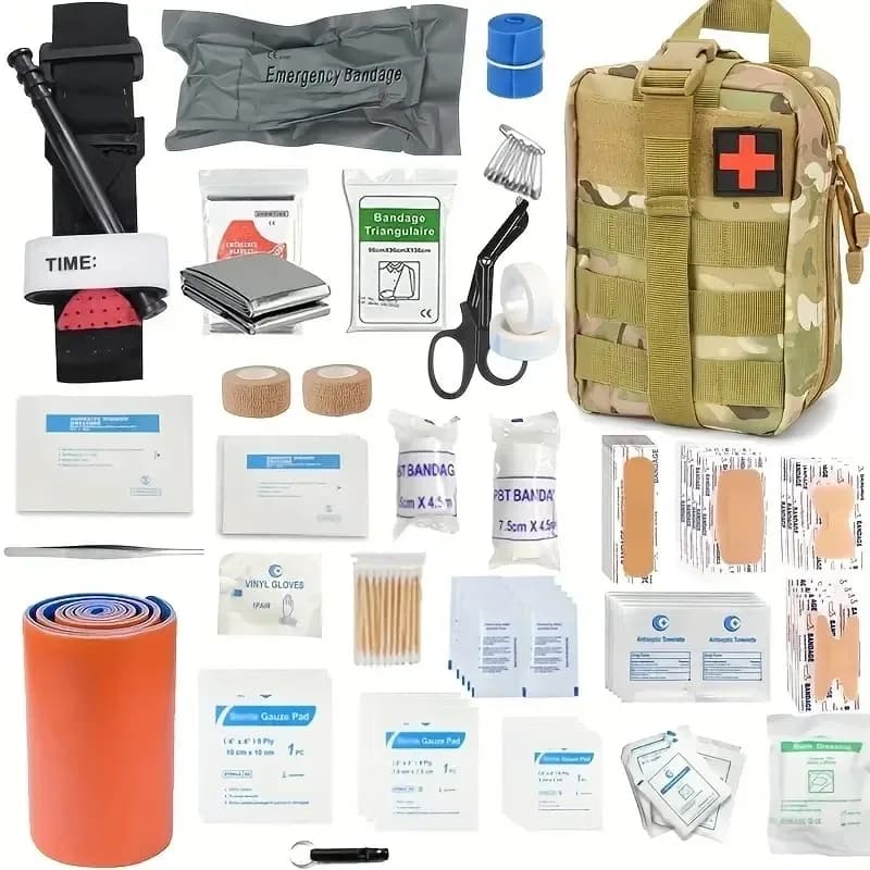 Kit di pronto soccorso tattico da 156 pezzi negli accessori per auto Kit di sopravvivenza Attrezzature da campeggio Borsa medica Custodia EDC per autodifesa ifak
