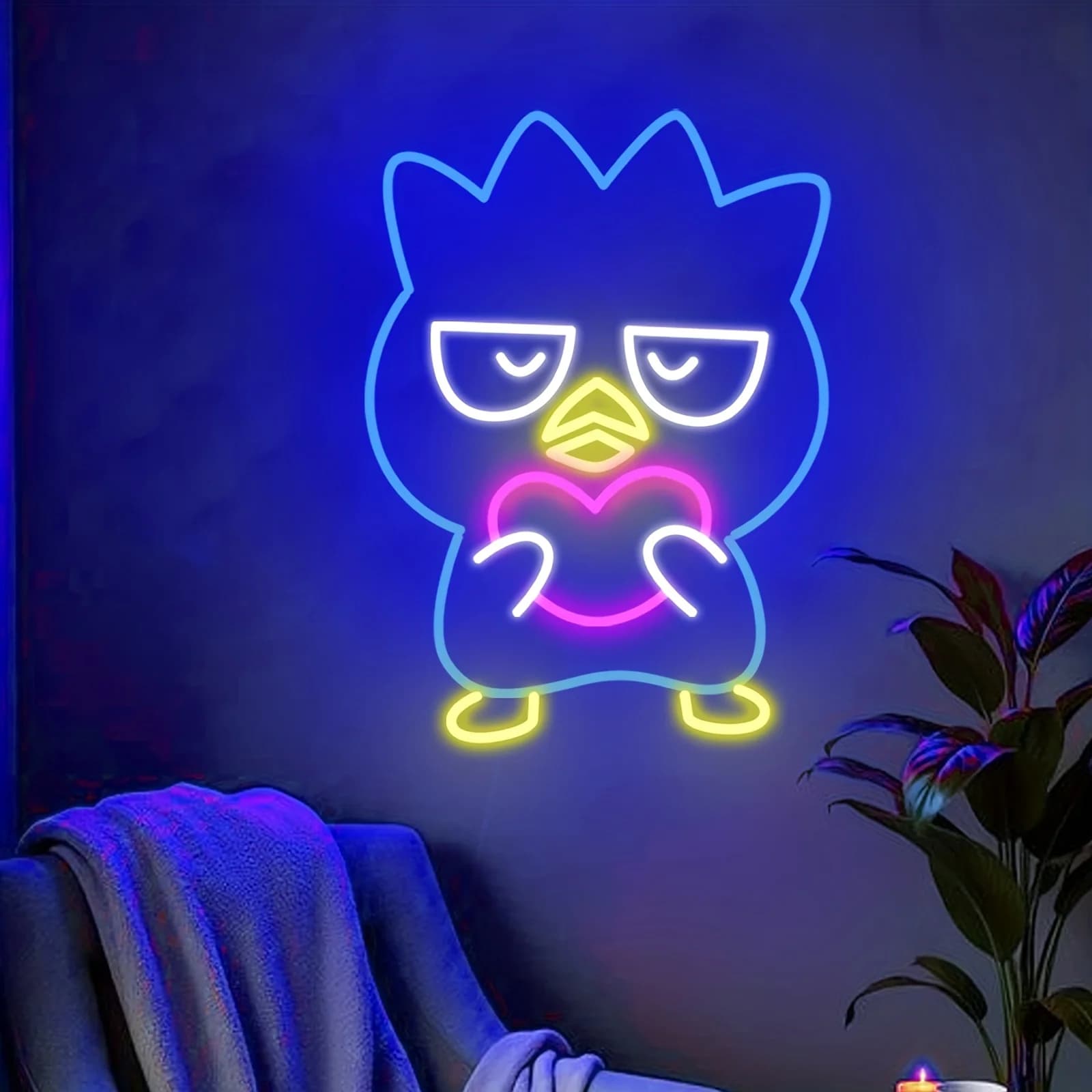 Insegna LED Neon a Forma di Uccellino Abbracciabile con Cuore per Cameretta Bambini, Decorazione per la Stanza, Luce Notturna Animale Carino, Regalo Romantico, Illuminazione Artistica da Parete