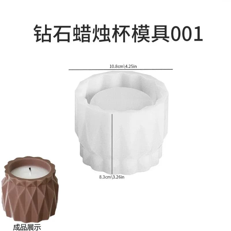 Stampo in silicone per vaso geometrico in gesso, portacandele, contenitore, vaso per piante, portapenne in cemento