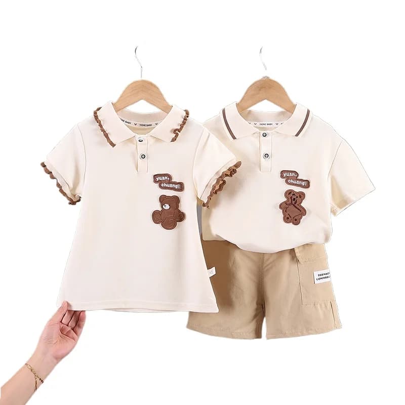 Abbigliamento estivo per fratelli Moda neonate vestono vestiti per ragazzi Abito a maniche corte Bambini Gonna per ragazze Abiti casual per bambini in cotone