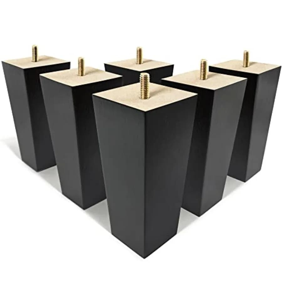 Gambe per Mobili Nere, Set di Gambe di Ricambio per Divano, Pouf, Divano Componibile, Cassettiera, Poltrona Reclinabile, Comodino