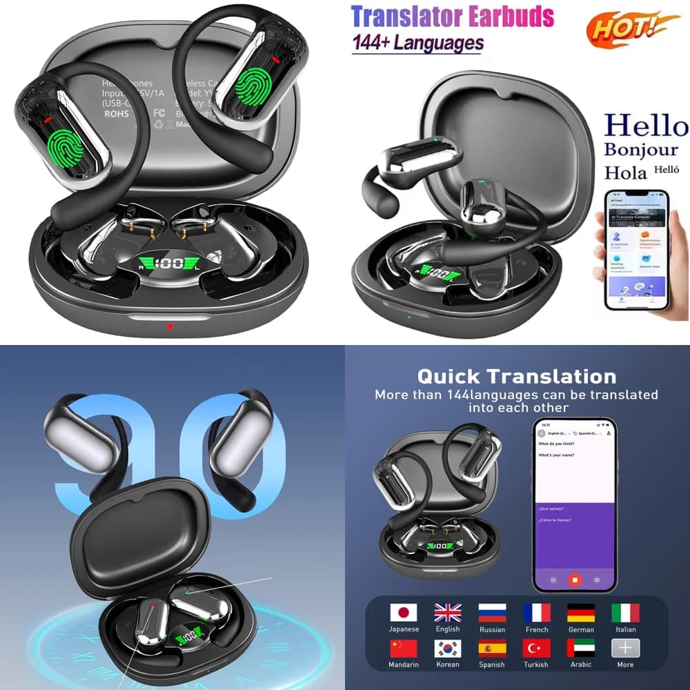 Real Time Earbuds for Travel AI Language Translator Wireless Earphone for iPhone with 144 Online Languages Trending Products