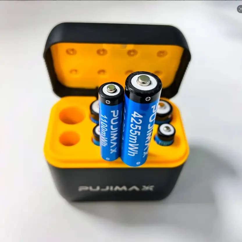PUJIMAX 1.5V High-Performance AA and AAA Rechargeable Lithium Batteries + 8-Slot Charging Compartment Set, Battery Charger Kit