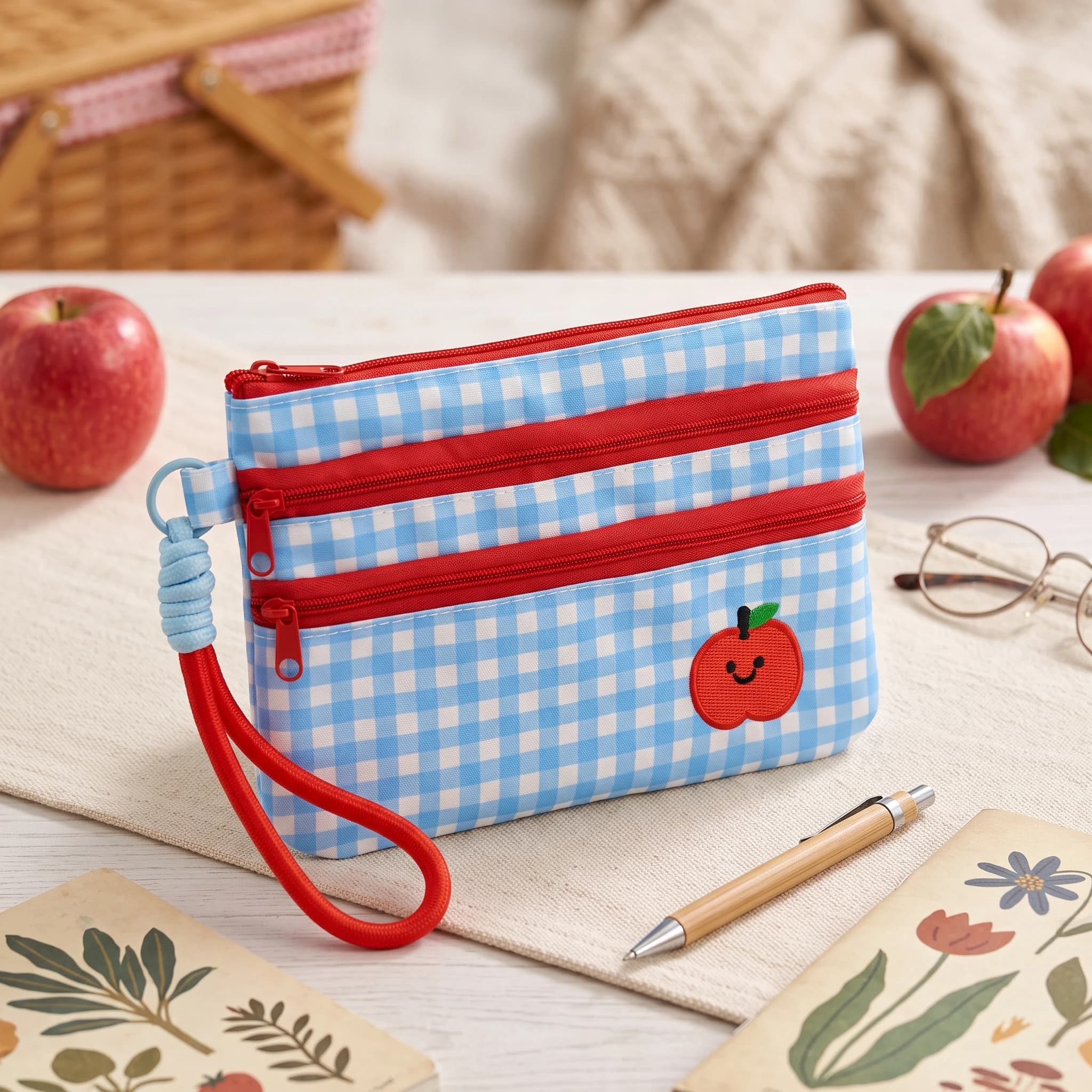 Plaid Pocket Passport Holder, Portable Multifunctional Travel Wallet, Suitable for Passport, Tickets And ID, Zipper Closure.