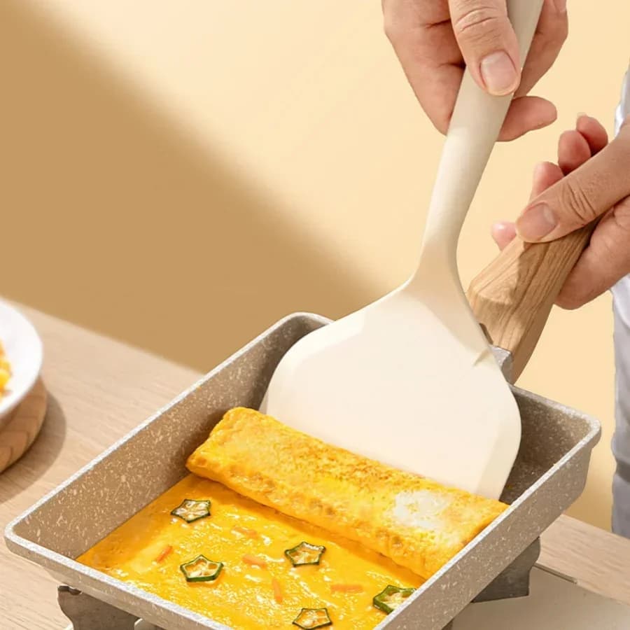 1 heat-resistant silicone spatula, for domestic use, non-stick, for pan, sushi, steaks, fish, pancakes, kitchen utensils
