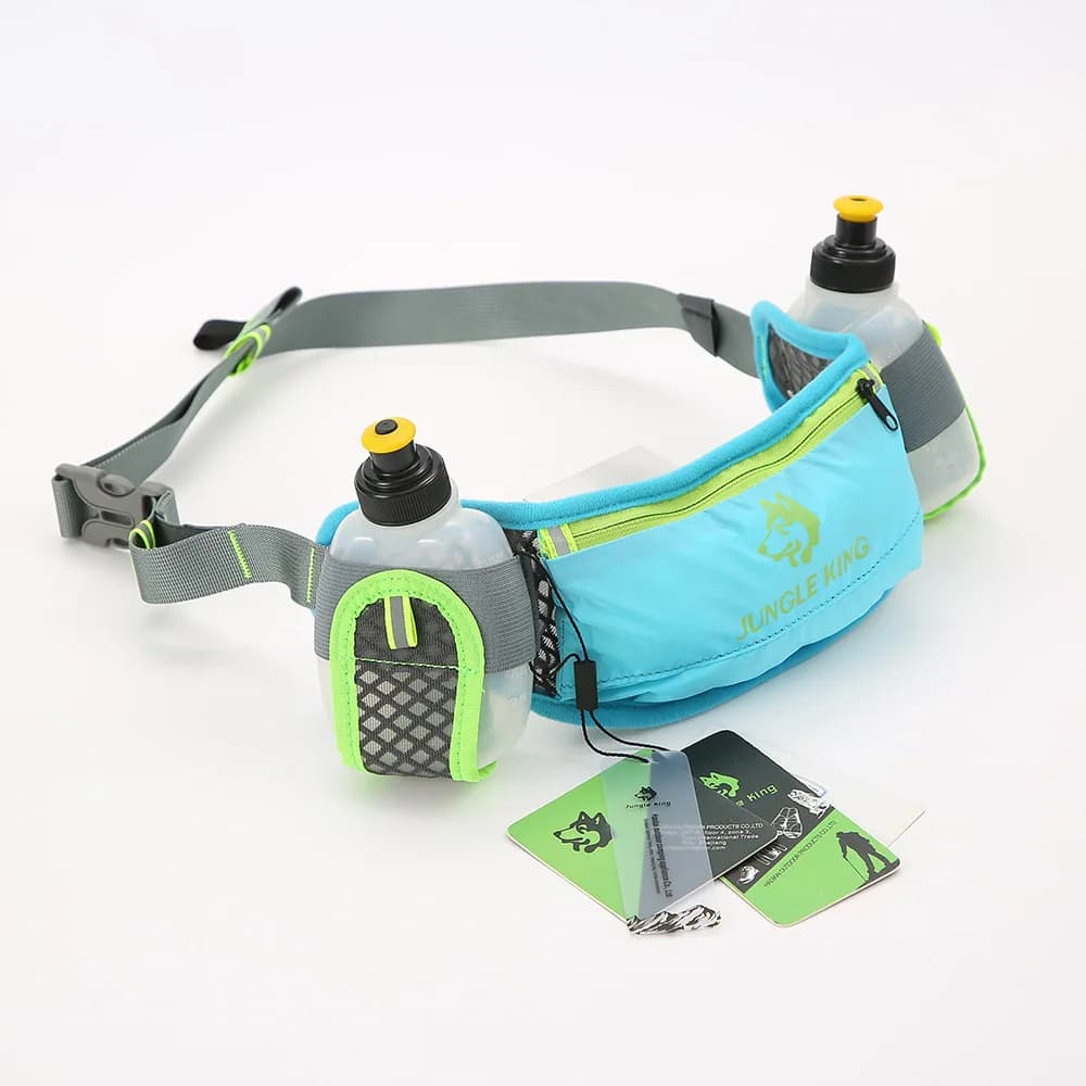 JUNGLE KING Marsupio da corsa unisex Cintura per idratazione Bottiglia Marsupi da jogging impermeabili Marsupio con due bottiglie d'acqua 170ml