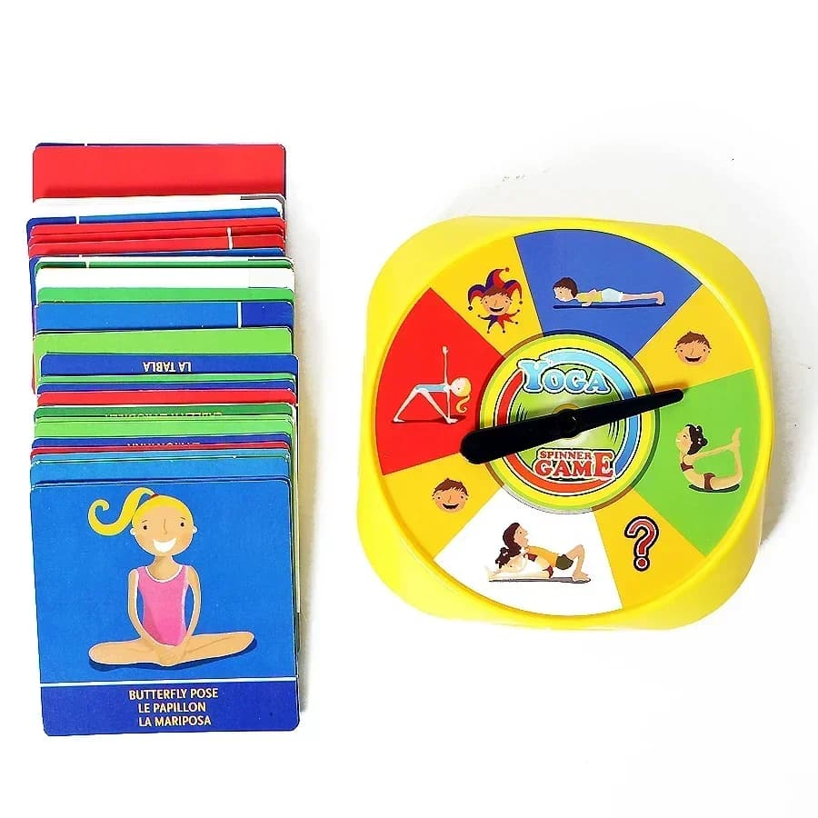 Gioco Yoga Spinner Carte di posa yoga coinvolgenti per bambini Divertimento e apprendimento per bambini Include 54 pezzi per 2+ giocatori