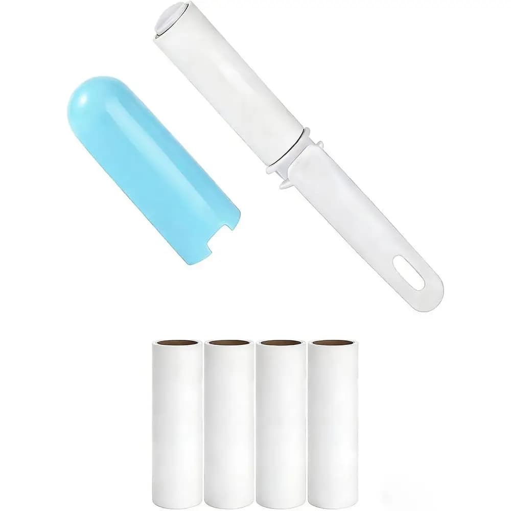 Lint Roller Travel Size Small Pet Hair Remover Roller with Cover and 4 Refills Extra Sticky 150 Sheets Total (Blue)
