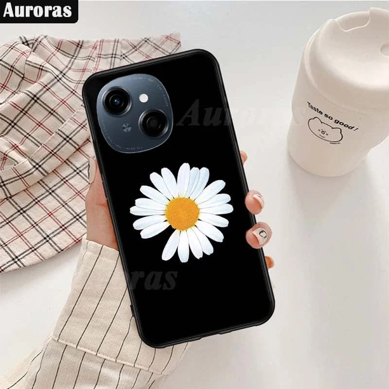 Skinlee per Tecno Spark Go 1 custodia Luxury Chrysanthemum Ring Cover opaca in Silicone per Tecno Spark Go 2024 2023 1 go Back Case
