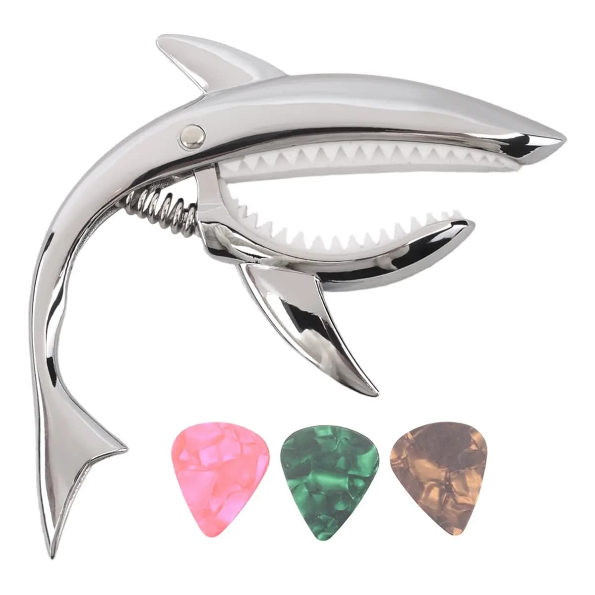 【CYBER MONDAY】 Guitar Capo Zinc Alloy Capo for Acoustic Electric Classical Guitars and Ukulele Capo with Pick,Silver