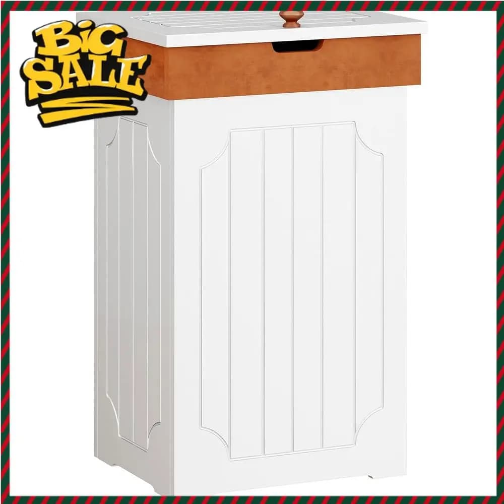 Bestseller Cestino per Rifiuti da Cucina Bianco da 13 Galloni con Coperchio, Bidone per Riciclaggio in Legno per Uso Domestico