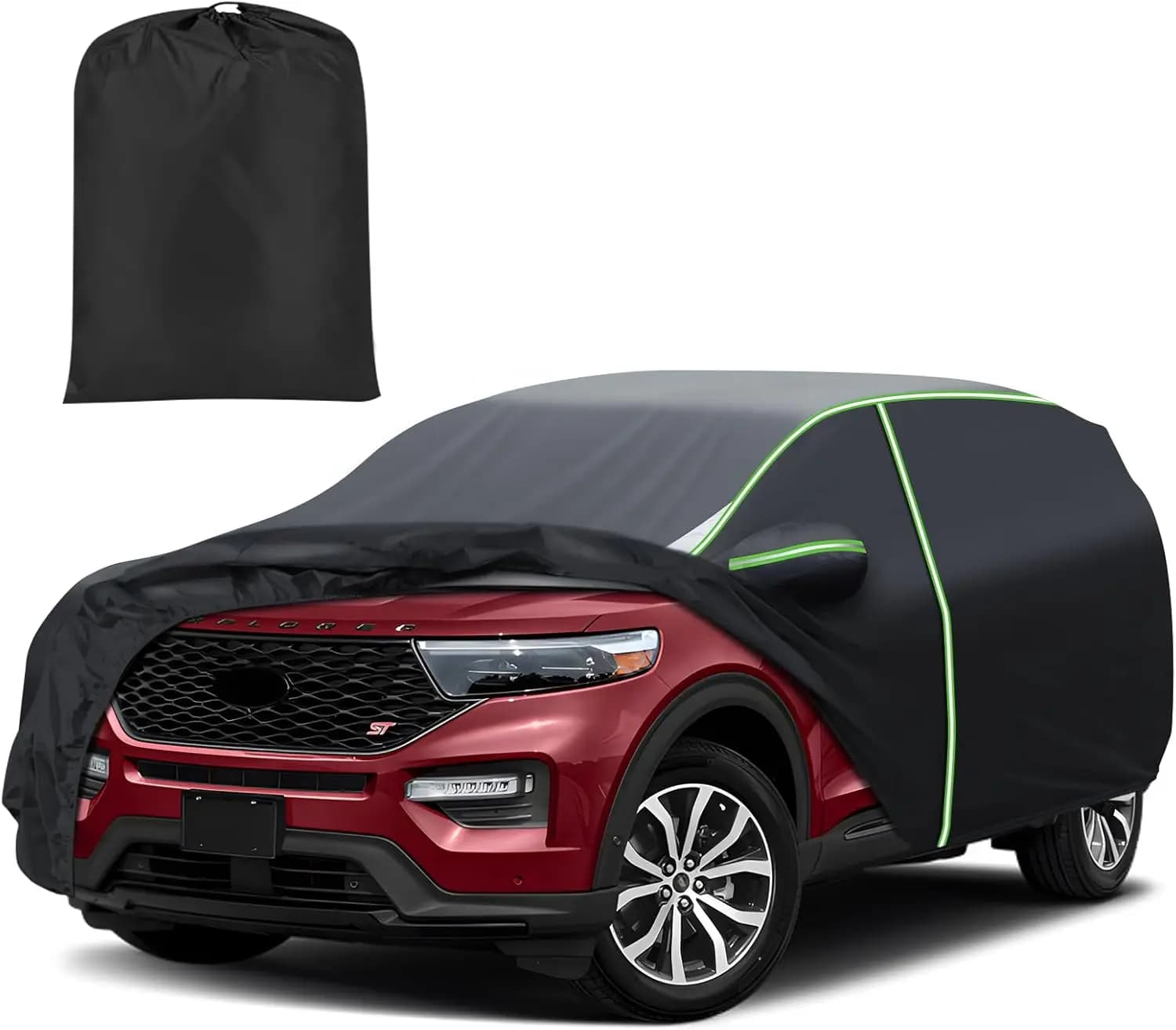 Telo Copriauto Impermeabile a 7 Strati per Tutte le Stagioni con Cerniera e Strisce Riflettenti per Ford Explorer 1995-2026