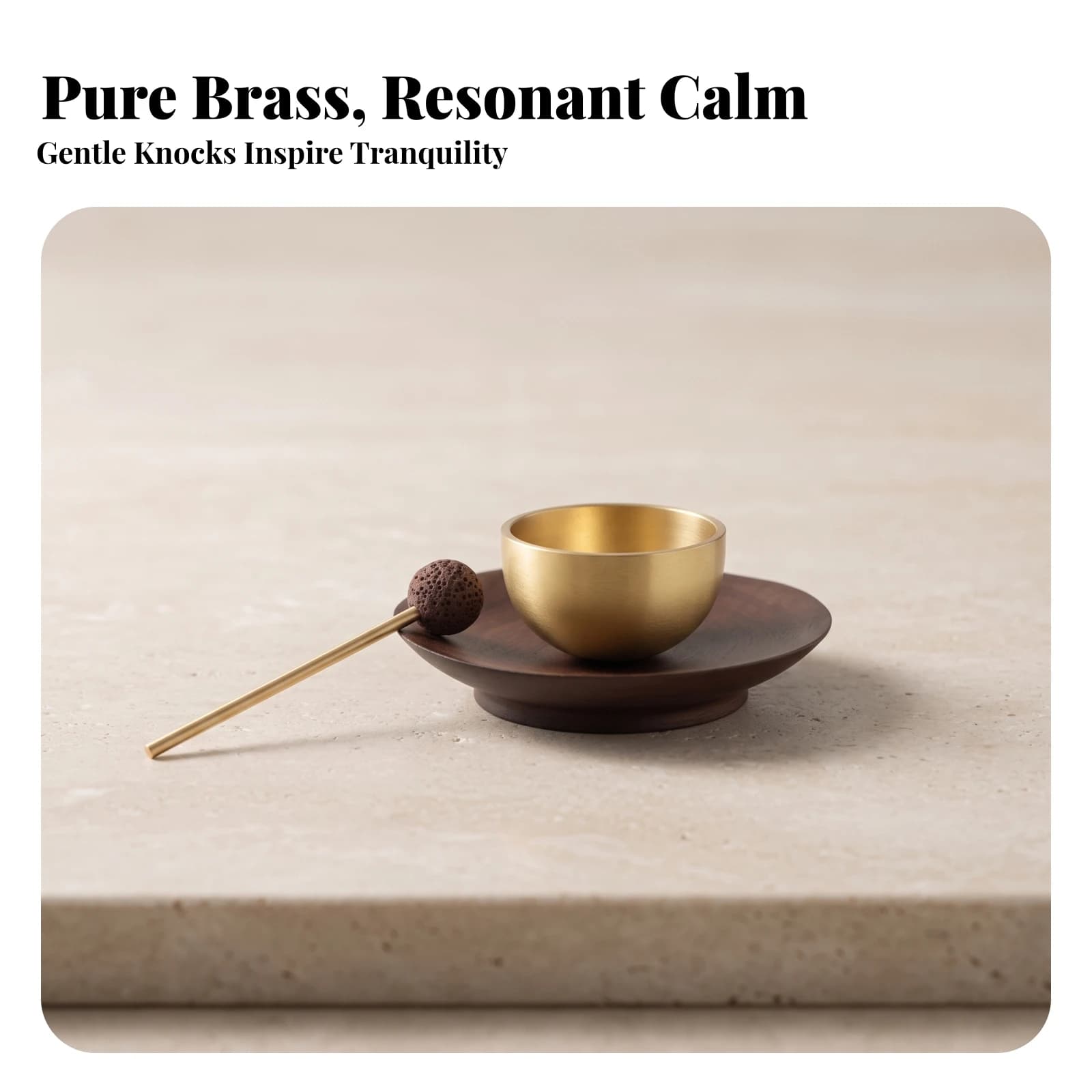Mini Singing Bowl with Striker Minimalist Brass Singing Bowl with Base Instrument Polished Soothing for Practitioners