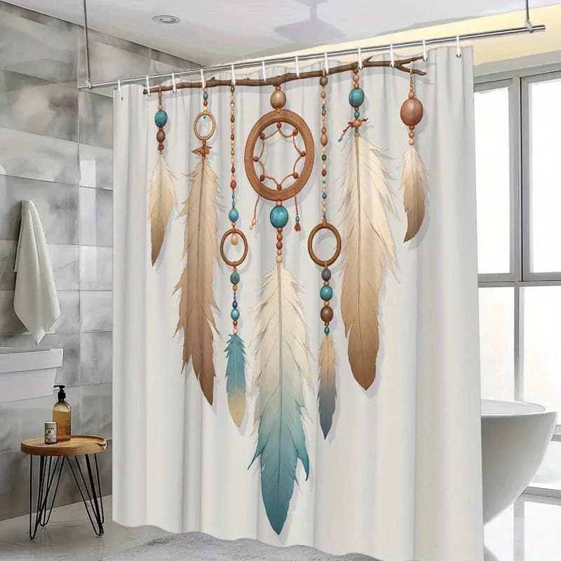 A Bohemian Dreamcatcher Shower Curtain: Bring a Touch of Nature and Serenity to Your Bathroom with This Stunning Design