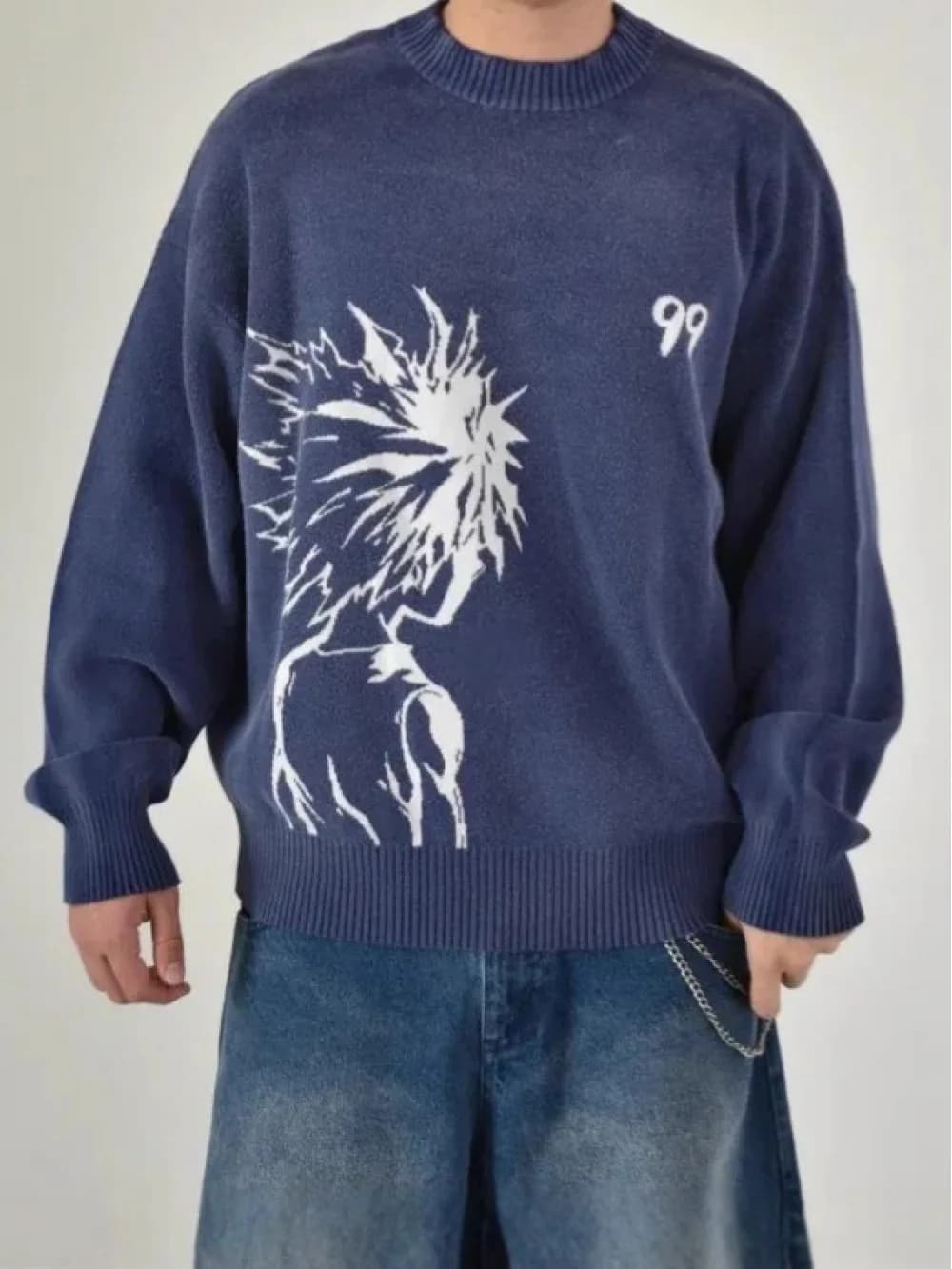Maglione grafico jacquard anime 2025 Nuovo pullover invernale caldo e spesso girocollo unisex