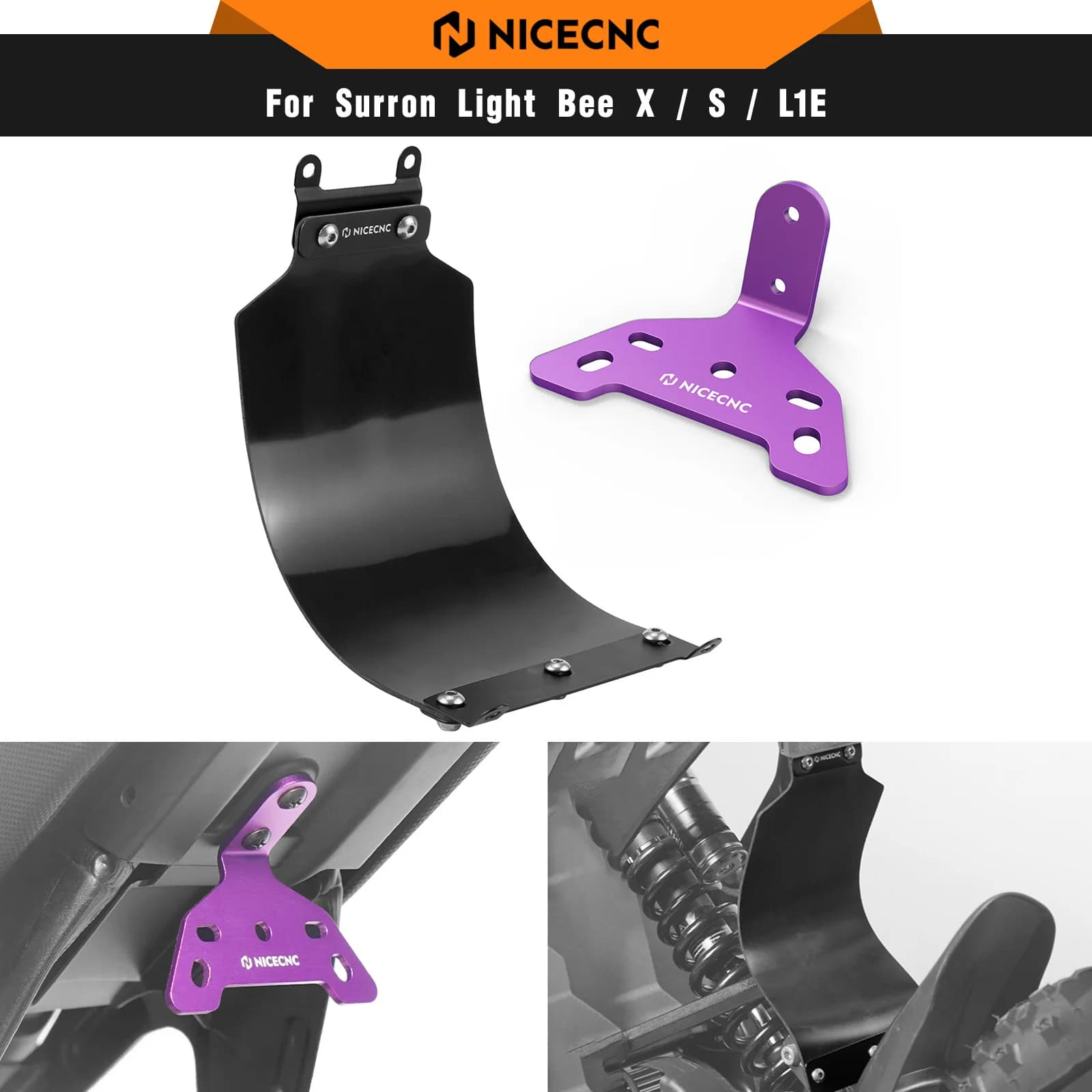 NICECNC For Surron Light Bee XS L1E Electric Dirt Bike Shock Absorber Backguard and Backlight Staff for Segway X160 X260