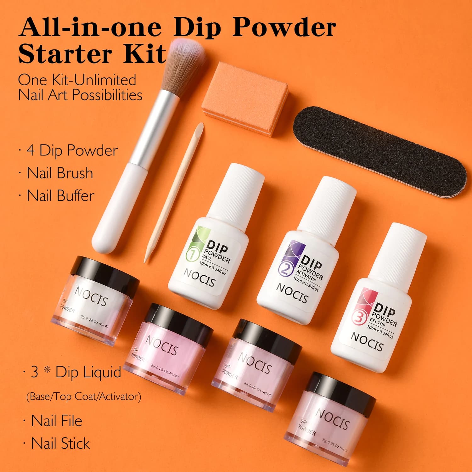Kit per unghie in polvere da 11 pezzi, set di polvere da immersione in 4 colori rosso rosa e attivatore base per manicure per salone di bellezza