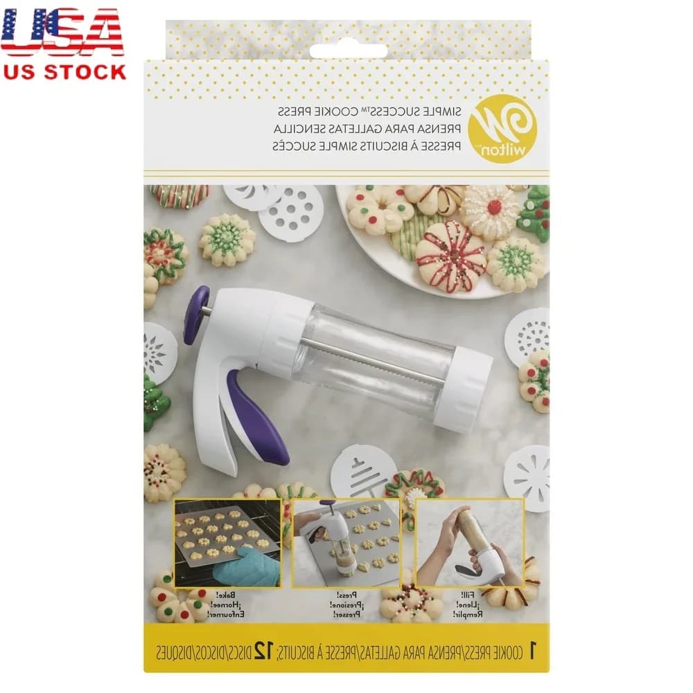 Ergonomic cookie press Set of 13 pieces Cookie machine Spritz Trigger Soft-Touch Transparent barrel Includes 12 shapes Easy cooking
