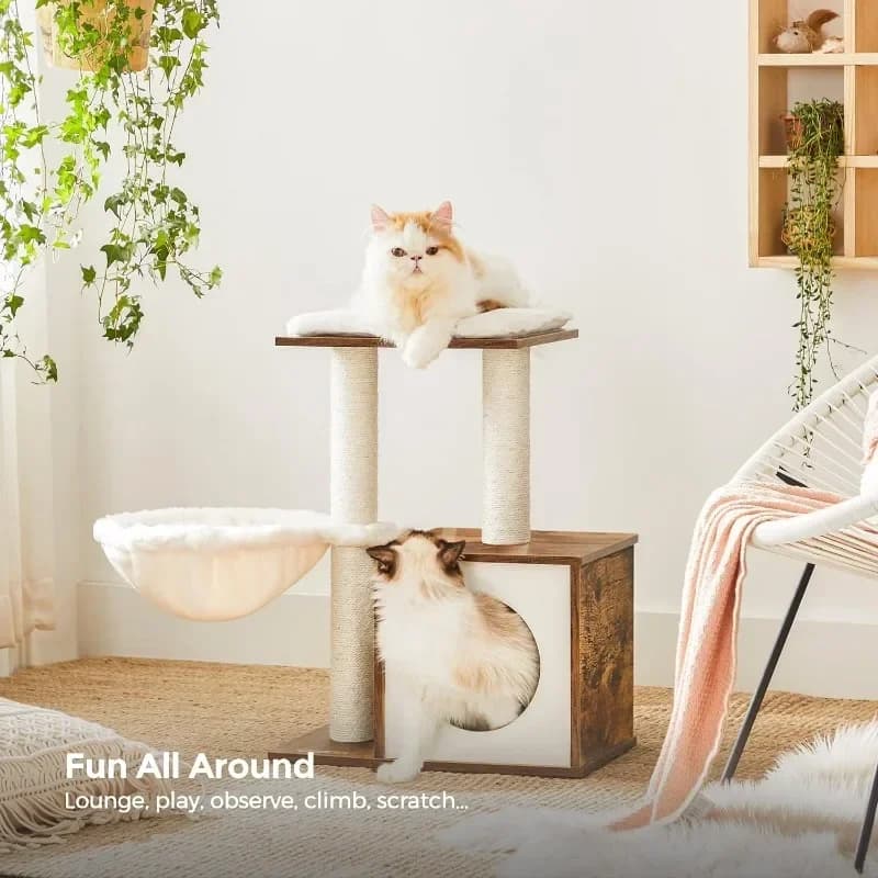 z WoodyWonders Piccolo albero per gatti per gattini, torre moderna per gatti da interni, condo per gatti con tiragraffi