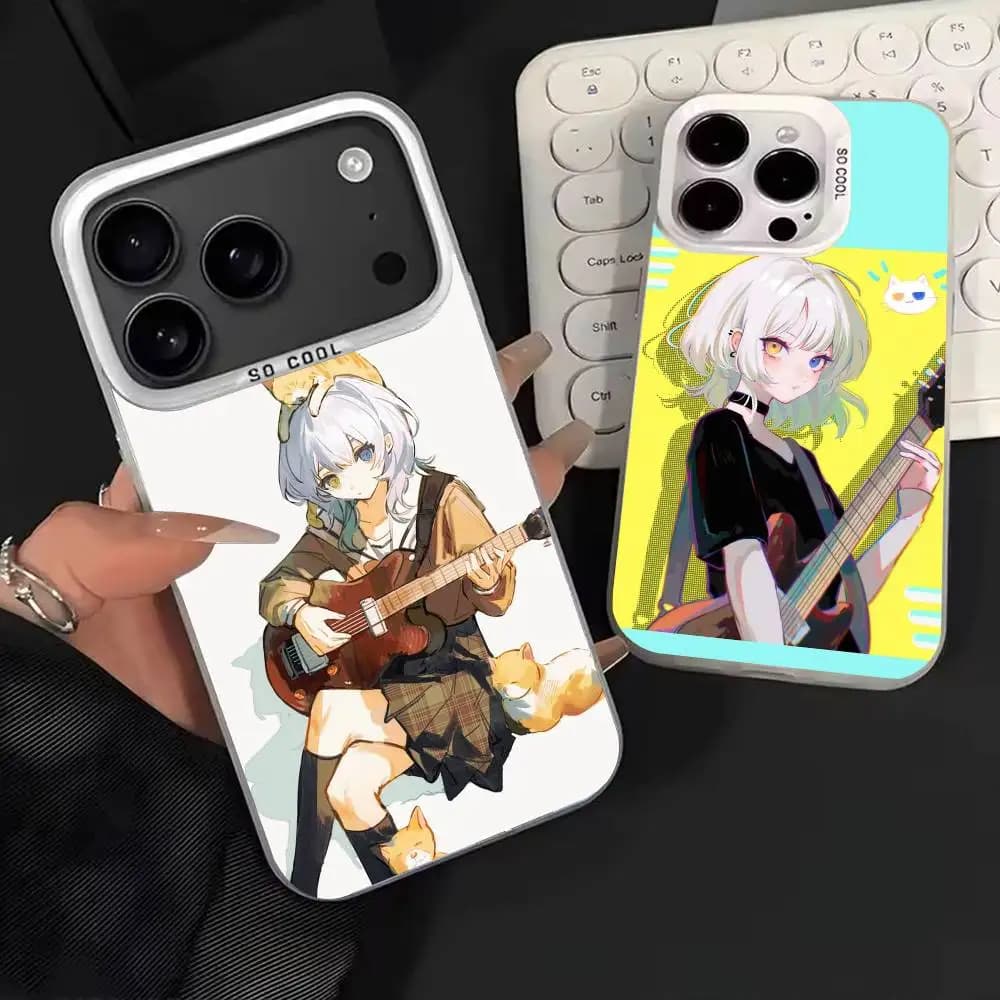 Cover K-Kaname Raana for iPhone 17, 16, 15, 14, 13, 12, 11, Mini, Pro, E, MAX, Bianco Opaco Effect Caramella