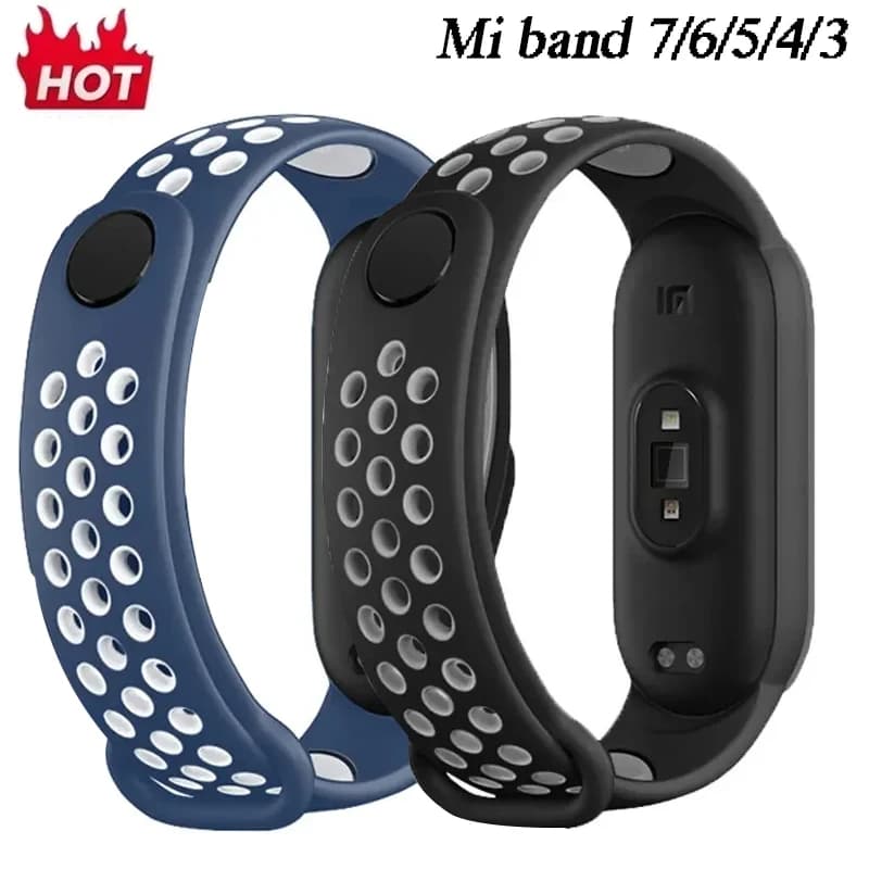 Cinturino sportivo per Xiaomi Mi Band 7 6 NFC smartwatch miband7 Bracciale di ricambio in silicone con foro d'aria su cinturino Mi band 6 5 4 3 8