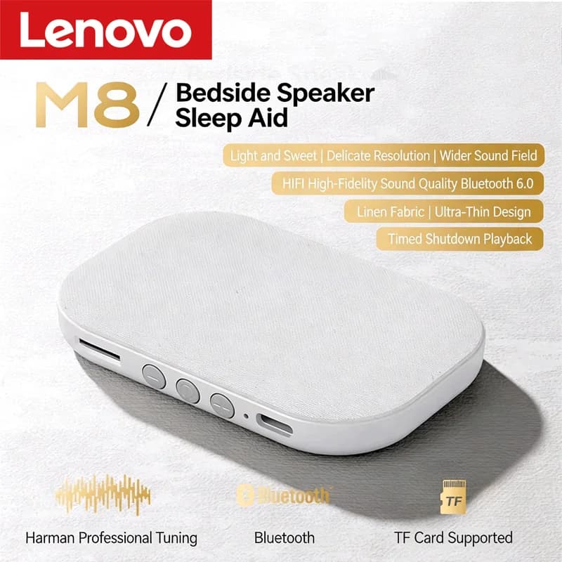 Lenovo Sleep Aid Ultra-Thin Flying Saucer: Disco Sonoro per il Sonno con Slot per Scheda, Doppi Altoparlanti, Aggiornato a Bluetooth 6.0, Altoparlante Programmabile