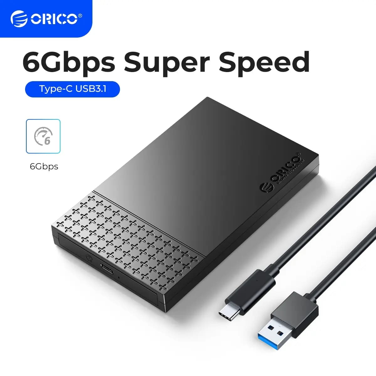Custodia per disco rigido esterno ORICO Type-C Custodia per HDD SATA a USB 3.1 per HDD SSD da 2,5'' Velocità 6 Gbps Supporto UASP