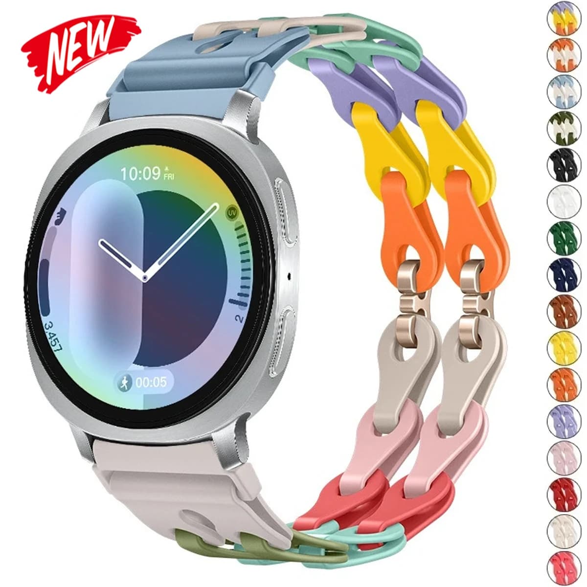 Cinturino in silicone per Samsung Galaxy Watch 8 40/44mm 8Classic 46mm Bracciale a catena da donna per Galaxy Watch Ultra 2025 47mm Bracciale