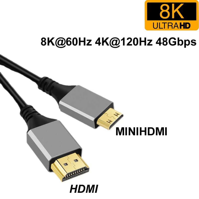 1m/2m/3m/5m MINIHDMI MINI cable V2.1 compatible with HDMI 8K @ 60Hz 4K @ 120Hz 48gbps Ultra HDR for PS4 portable projector PS5 HDTV