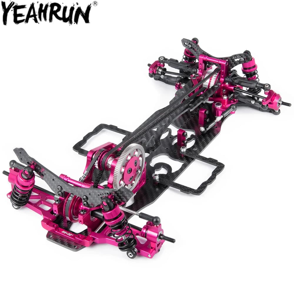 YEAHRUN Telaio per auto RC in lega e carbonio con 4 ruote passo 256mm per parti di automobili su strada 1/10 Sakura D4 AWD 4WD RC Drift