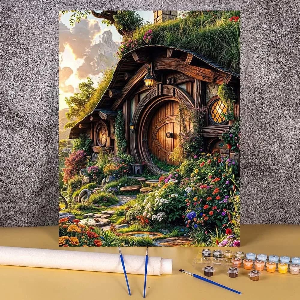 20x30cm Lawn House Painting By Numbers Landscape Handpainted Number Painting Acrylic Paint By Numbers Adults Crafts Home Decor