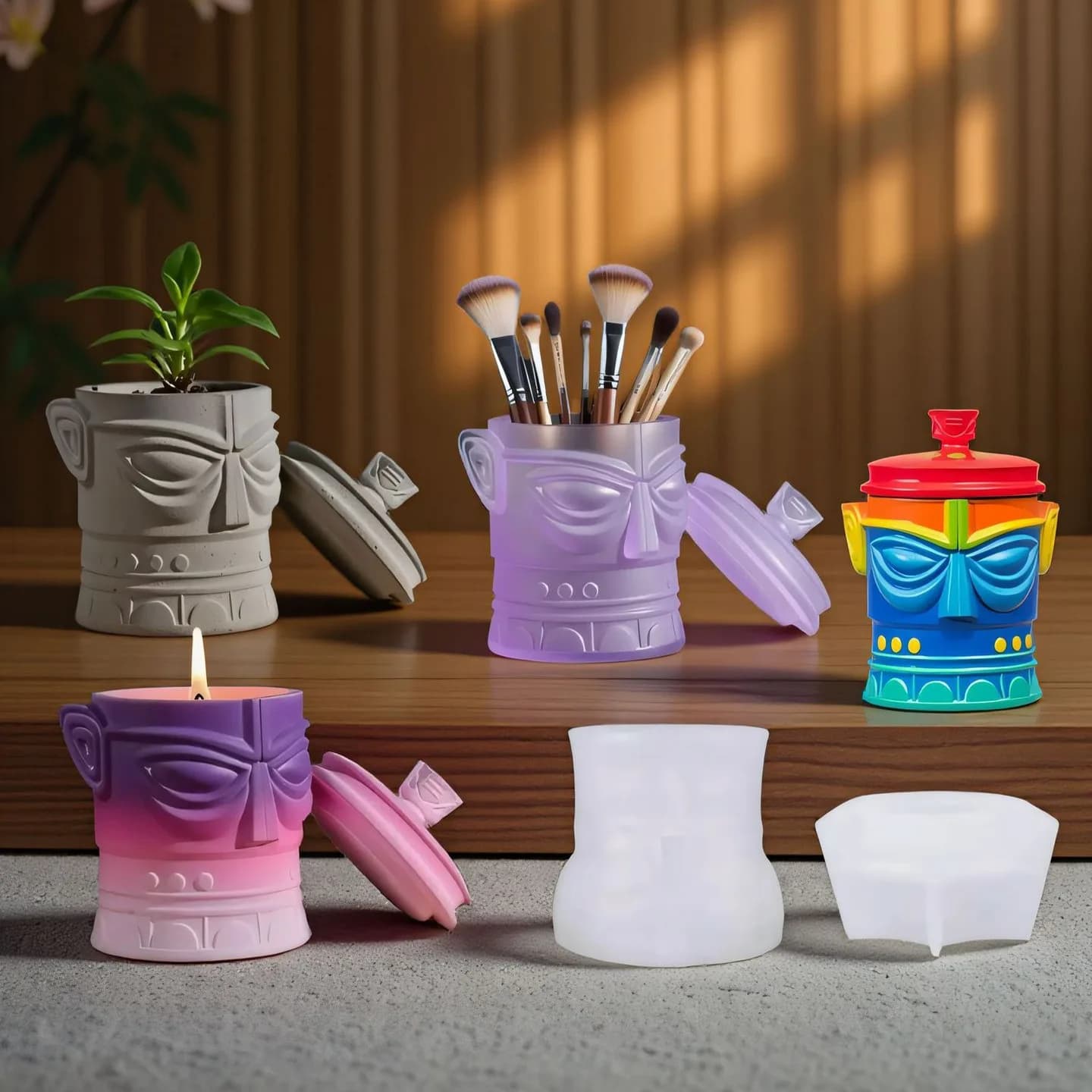Sanxingdui Stampo per tazza di gesso Stampo in silicone per tazza di candela per aromaterapia in resina epossidica fai-da-te