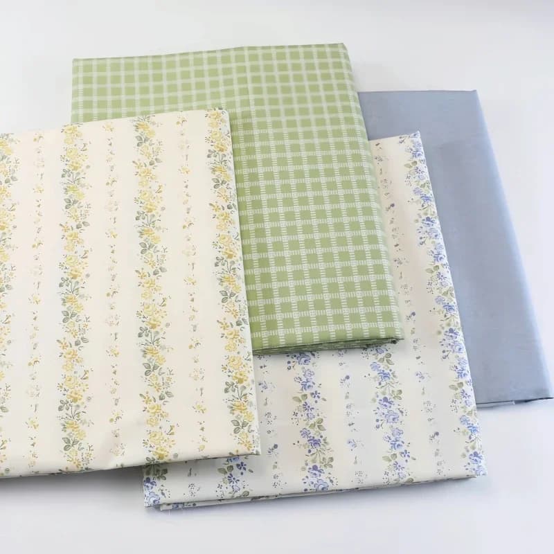 Set biancheria da letto in cotone premium 50x235 cm con tessuto a righe, motivi floreali e a quadretti per stoffa da cucire