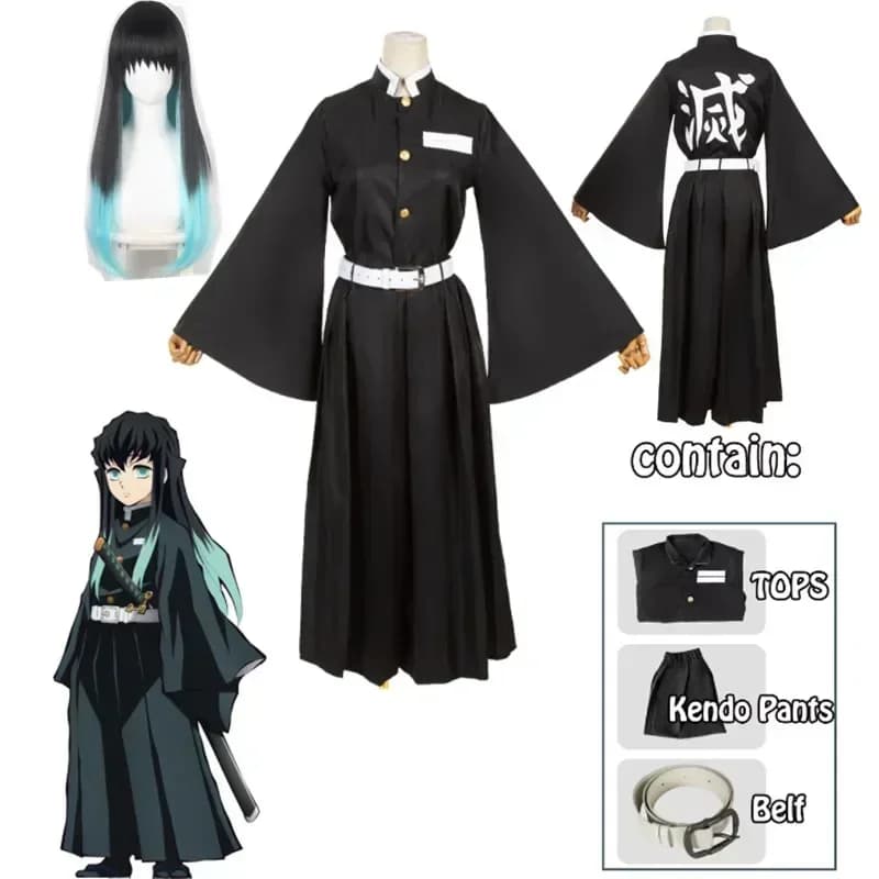 Character anime Tokito Muichiro Costume cosplay Uniform Wig for Adults and Kids Halloween Dress