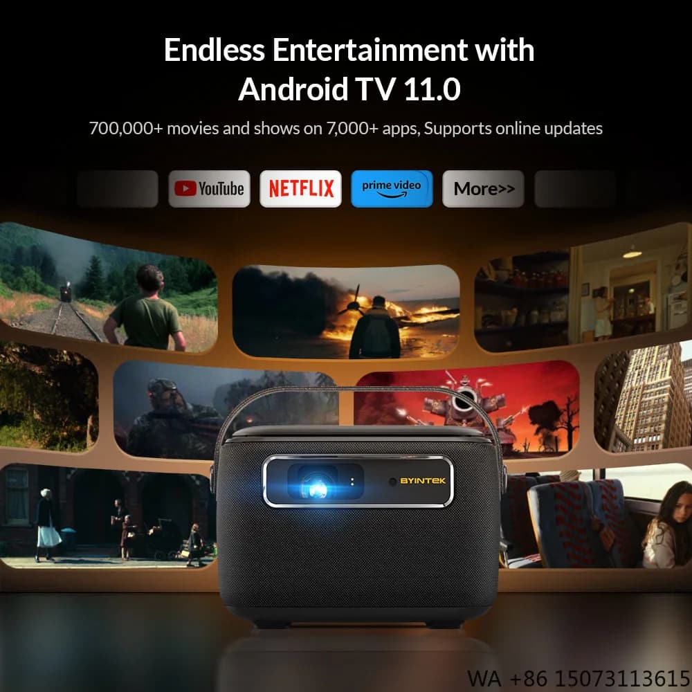 Mini Proiettore LED 4K Portatile 3D Olografico DLP con WiFi per Home Theater, Ufficio, Istruzione e Uso Esterno