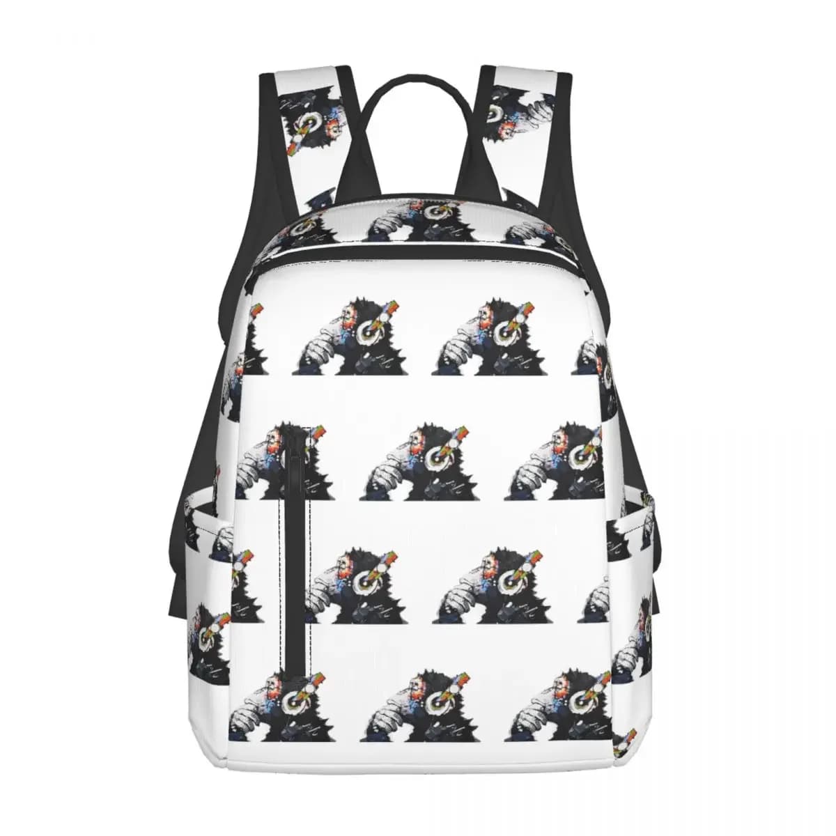 Banksy DJ Monkey Thinker With Headphones White Backpack Large Capacity Children BookBag School Bag Shoulder Bags for Men Women