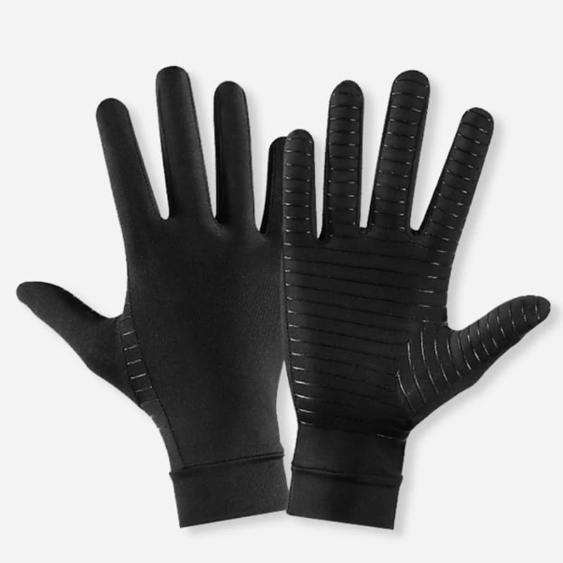 Guanti da ciclismo a pressione in fibra di rame unisex neri per allenamento autunno inverno Guanti da fitness sportivi antiscivolo in silicone