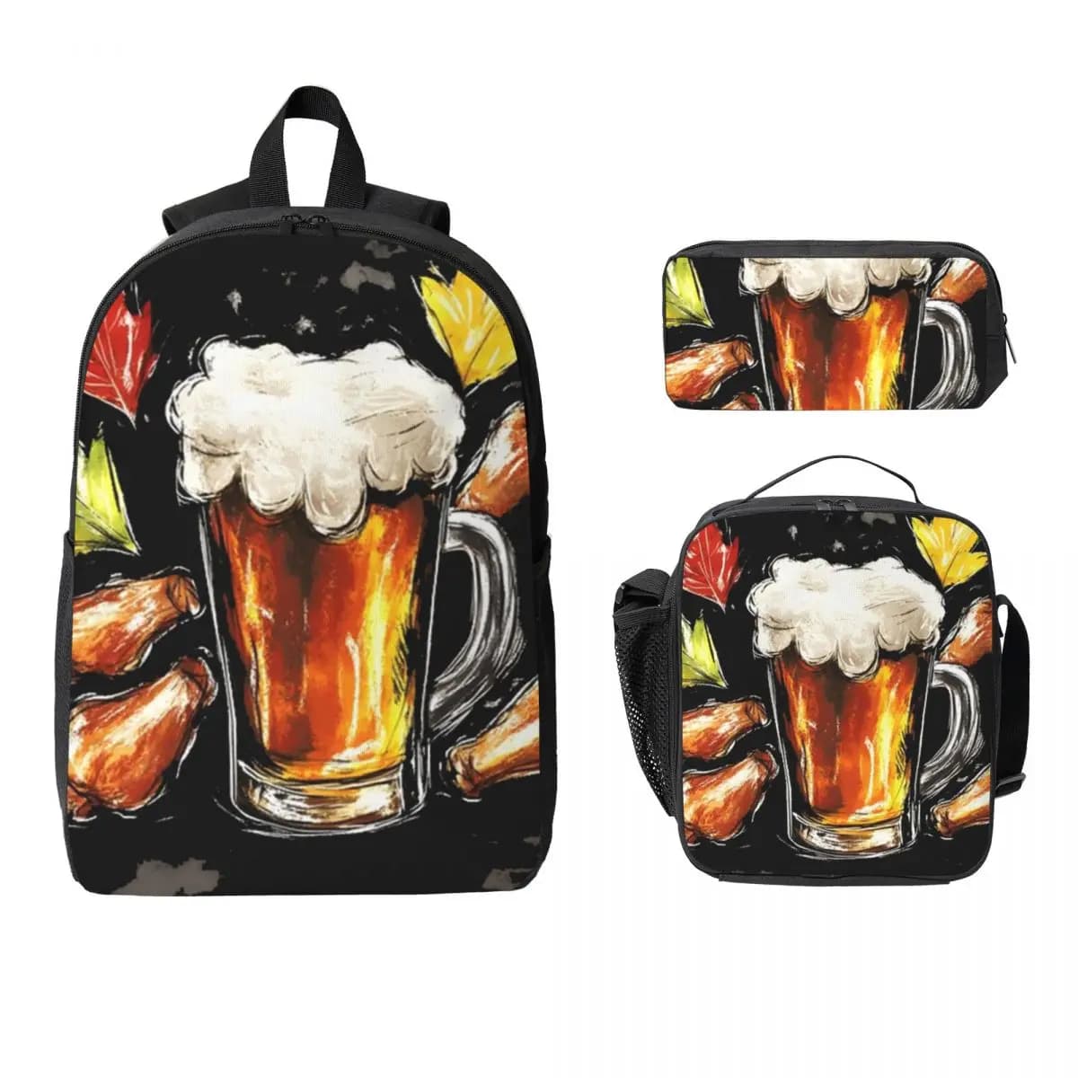 Frothy Mug Of Beer Zaino Studente Ragazzi Ragazze BookBag Borsa da scuola Borse a tracolla per computer Borsa da pranzo isolata 3ps Astuccio