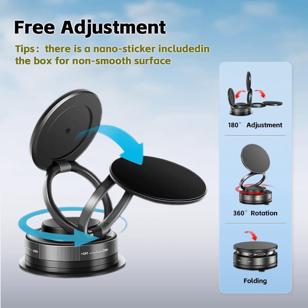 T30 Vacuum Magnetic Phone Holder Stand, for Magsafe Suction Cup Phone MountAdjustable Swivel Lock, for Your Car/Gym/Mirror