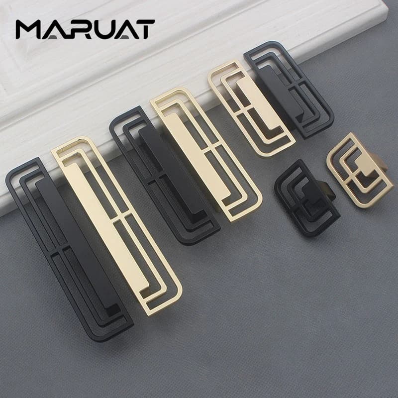 Maniglie per cassetti in oro cavo per armadietto Folio cinese in lega di zinco Maniglie per mobili rettangolari Maniglia per porta dell'armadio per guardaroba