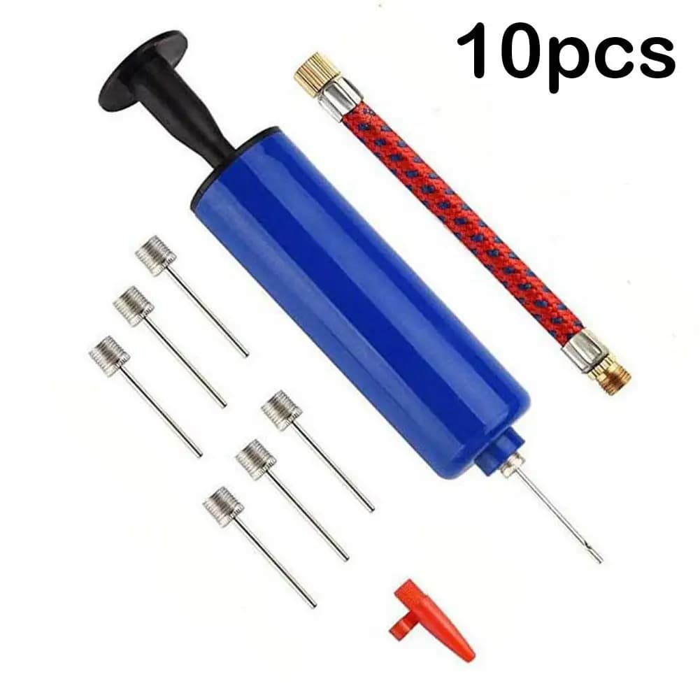 Set da 10 Pezzi: Mini Pompa d'Aria Portatile con Ago per Gonfiare Palloni da Calcio, Basket, Pallavolo