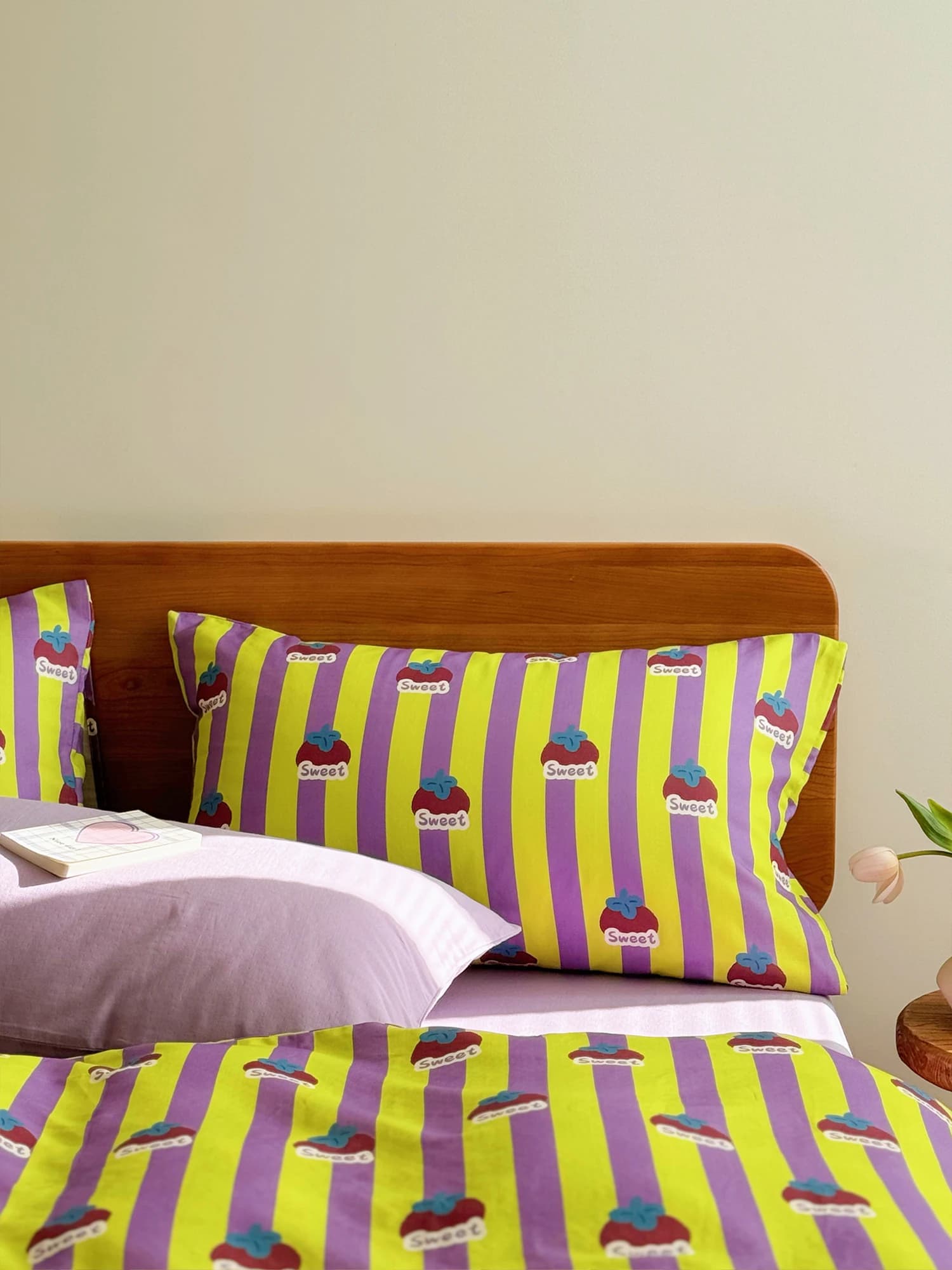 Copripiumino in Cotone a Doppio Strato con Righe Semplici Viola, Protezione Piumino in Puro Cotone, Misura Singola 150x200x230cm, Biancheria da Letto