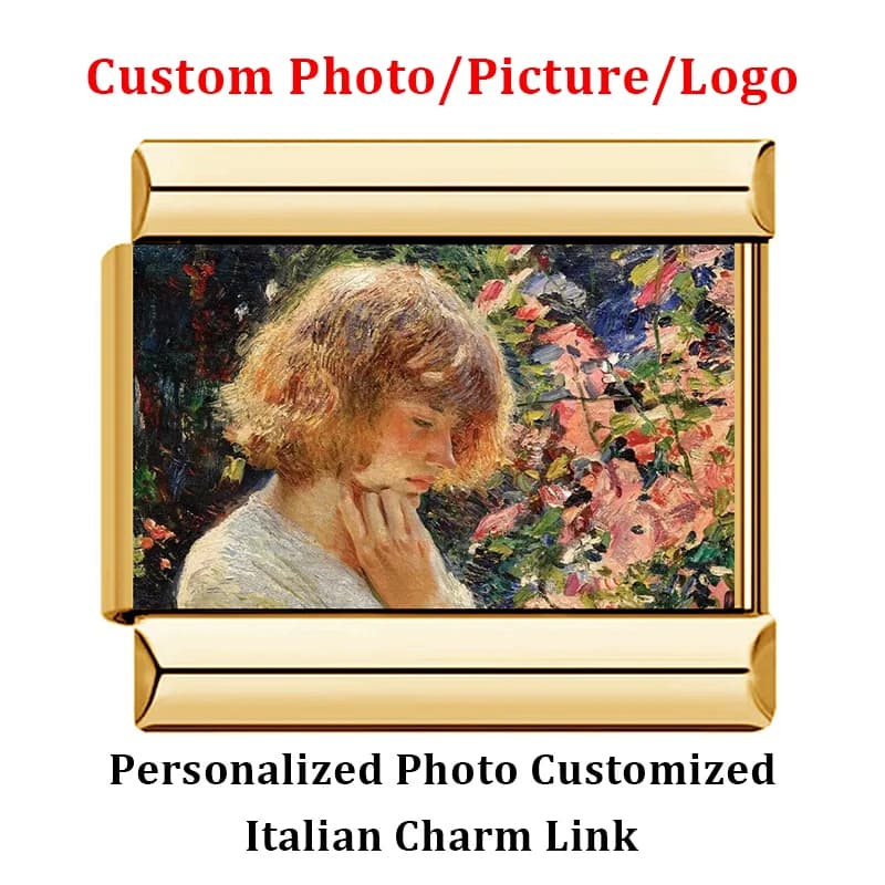 Customized Personalization Imagine Picture Italian Charm Link Fit 9mm Width Stainless Steel Bracelet DIY Making Beads Jewelry
