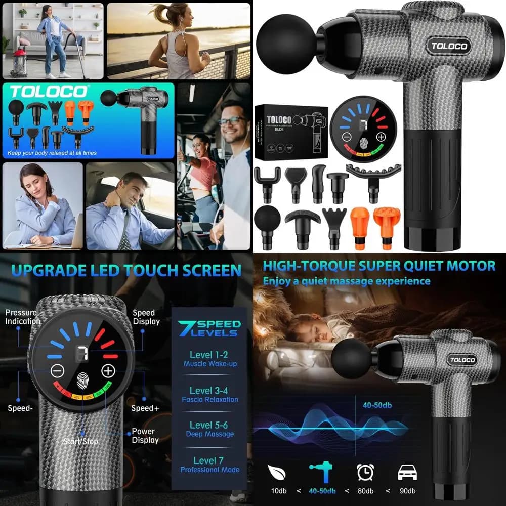 Background Massage Gun for Athletes - 10 Heads, Silent Motor, Ideal for Relieving Pain and Valentine's Gift
