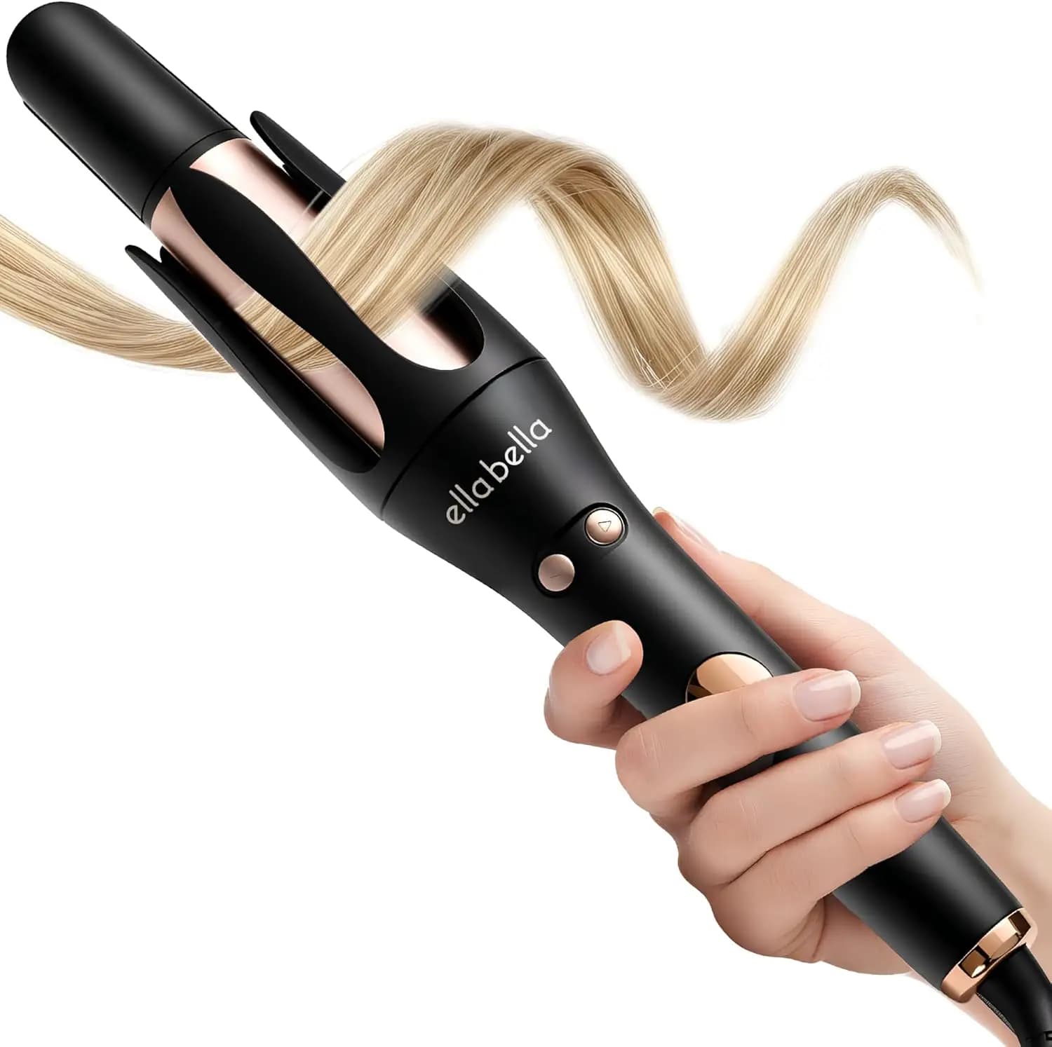 Rotating automatic curling iron with digital display for easy and fast styling on long hair