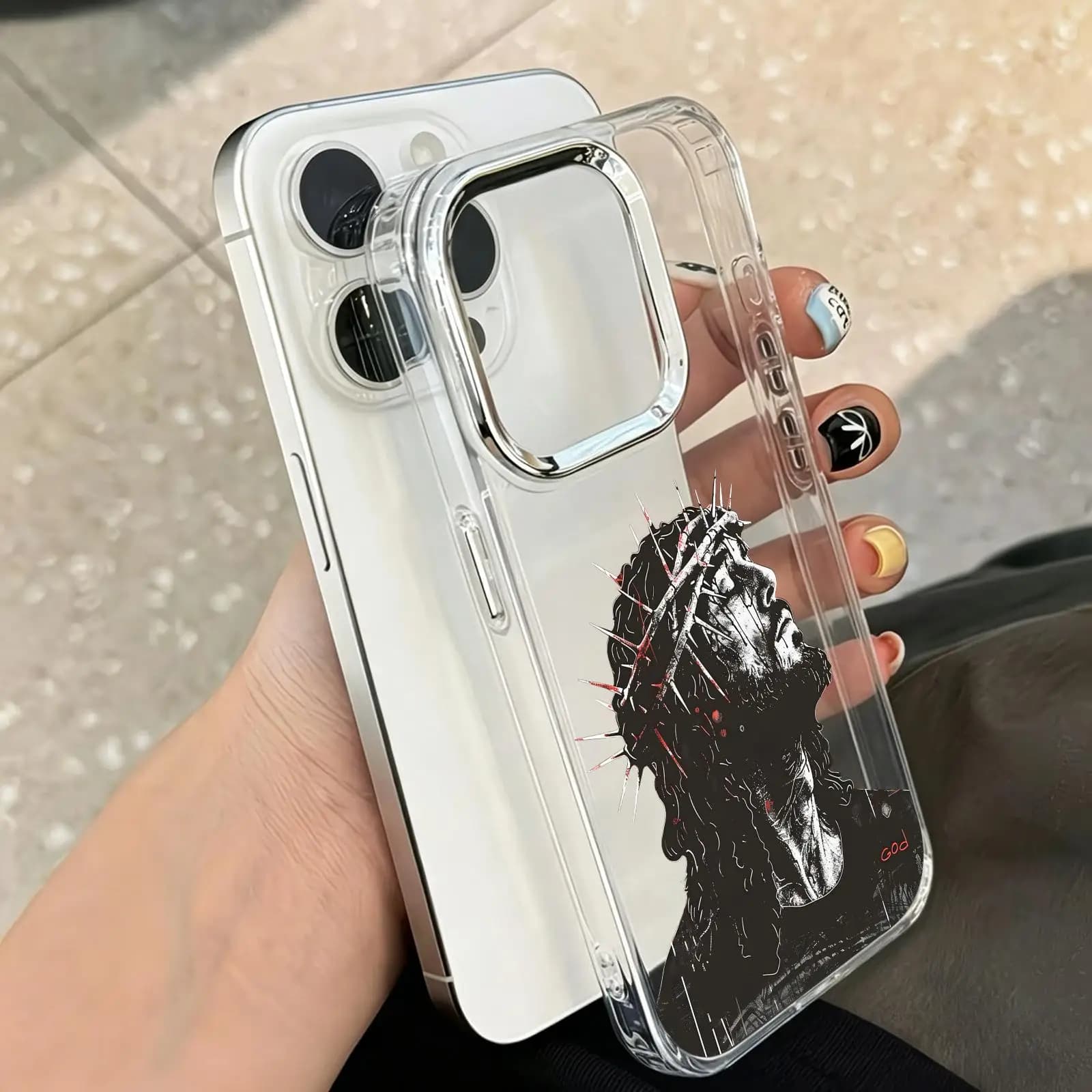 Luxury Silicone Transparent Case For iPhone17 16 15 14 13 12 11Pro Max Crown of thorns of Jesus Clear Protection Cover