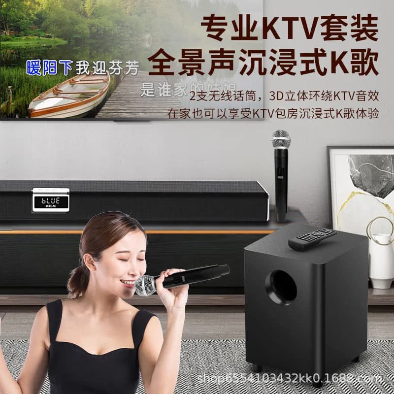 Soundbar Home Theater con Microfono, Altoparlante WiFi Bluetooth, Set Soundbar a Striscia Lunga, Sistema Audio Surround per TV